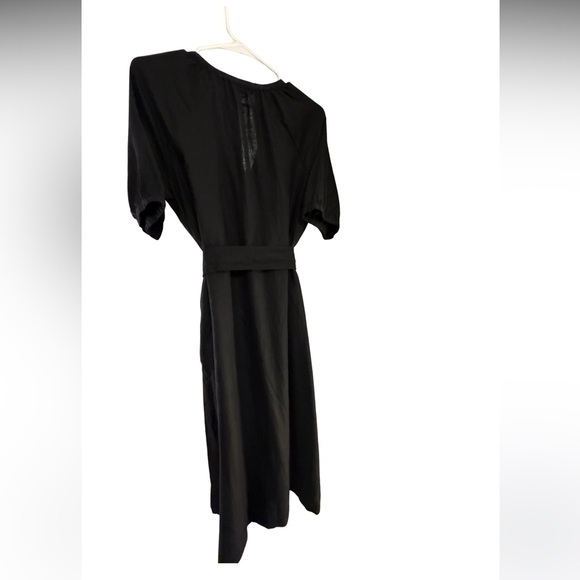 Chico’s Black Linen Midi Dress with Tie Belt - Picture 3 of 7
